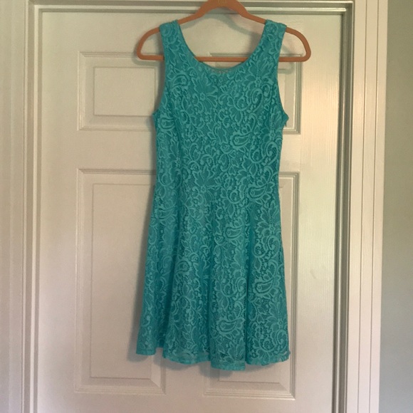 Turquoise lace dress - Picture 2 of 8